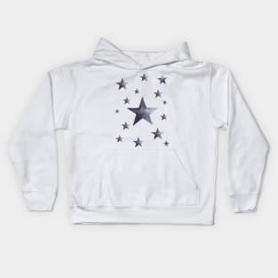 Black and grey Watercolor Stars Pattern Kids Hoodie